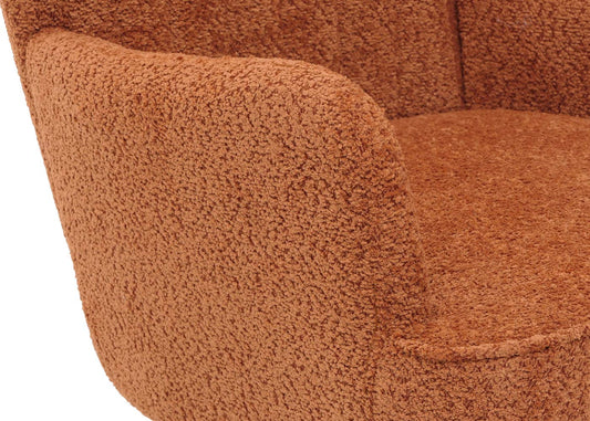 Cosmo Casa - Loungestoel - Cocktail-Vleugelfauteuil - Gestoffeerde Retro Vintage Stoel - Chenille Stof - 500gm - Oranje