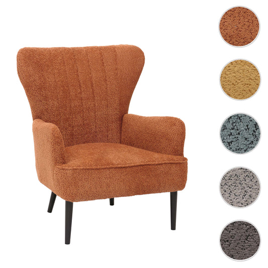 Cosmo Casa - Loungestoel - Cocktail-Vleugelfauteuil - Gestoffeerde Retro Vintage Stoel - Chenille Stof - 500gm - Oranje