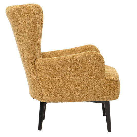 Cosmo Casa - Loungestoel - Cocktail-Vleugelfauteuil - Gestoffeerde Retro Vintage Stoel - Chenille Stof - 500gm - Geel