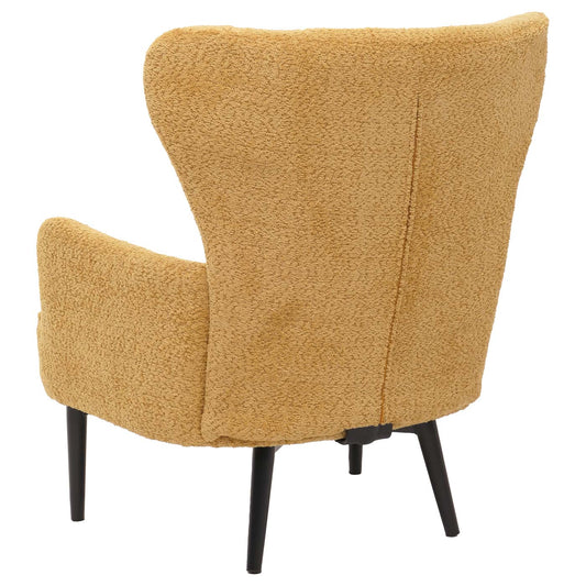 Cosmo Casa - Loungestoel - Cocktail-Vleugelfauteuil - Gestoffeerde Retro Vintage Stoel - Chenille Stof - 500gm - Geel
