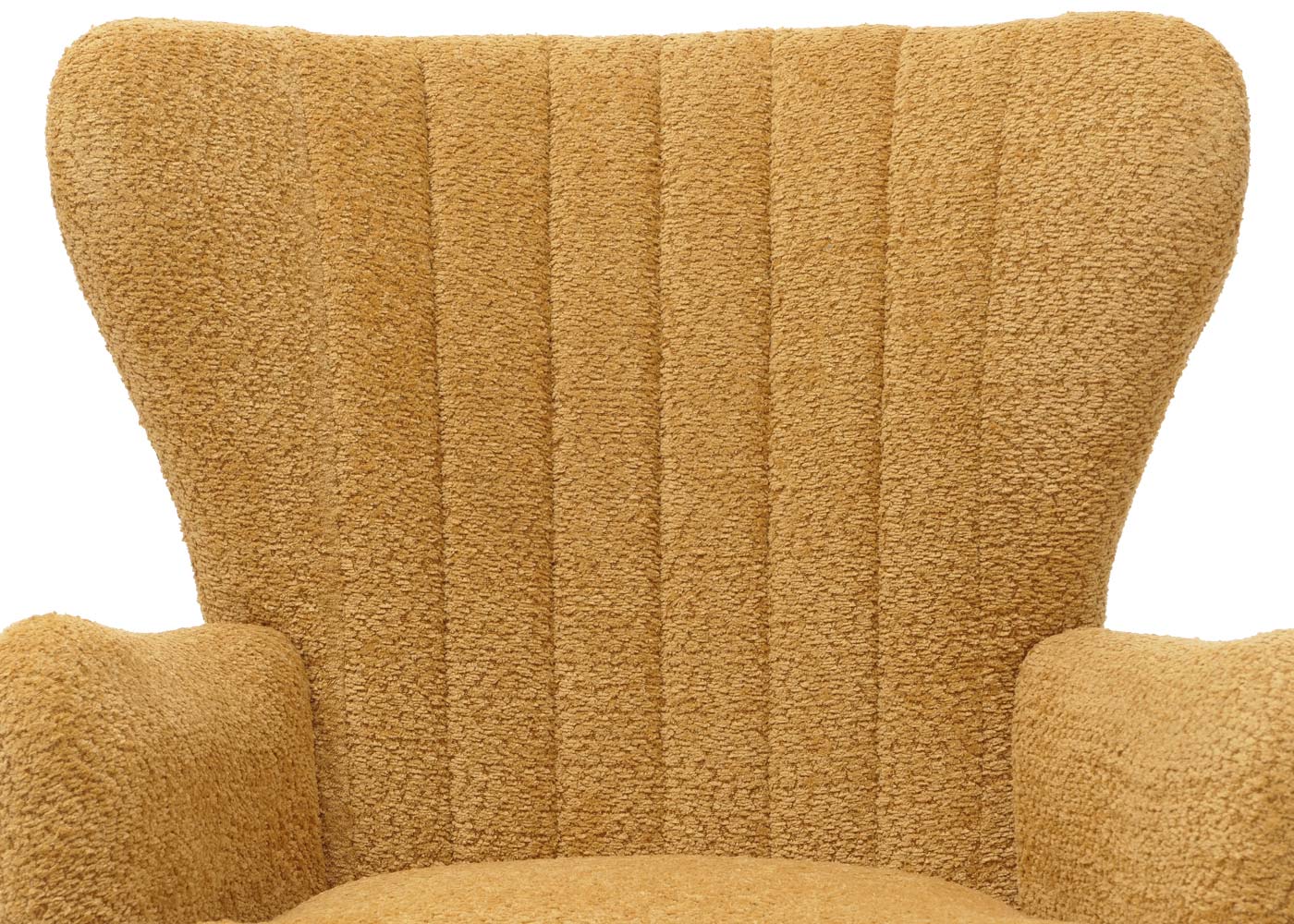 Cosmo Casa - Loungestoel - Cocktail-Vleugelfauteuil - Gestoffeerde Retro Vintage Stoel - Chenille Stof - 500gm - Geel