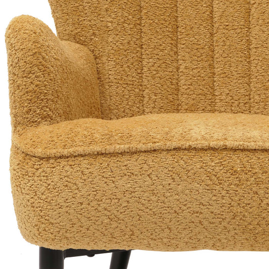 Cosmo Casa - Loungestoel - Cocktail-Vleugelfauteuil - Gestoffeerde Retro Vintage Stoel - Chenille Stof - 500gm - Geel