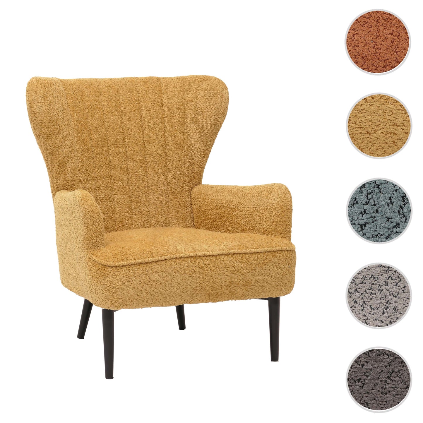 Cosmo Casa - Loungestoel - Cocktail-Vleugelfauteuil - Gestoffeerde Retro Vintage Stoel - Chenille Stof - 500gm - Geel