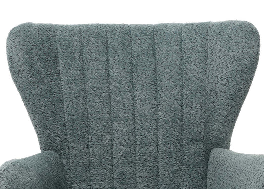 Cosmo Casa - Loungestoel - Cocktail-Vleugelfauteuil - Gestoffeerde Retro Vintage Stoel - Chenille Stof - 500gm - Blauwgroen