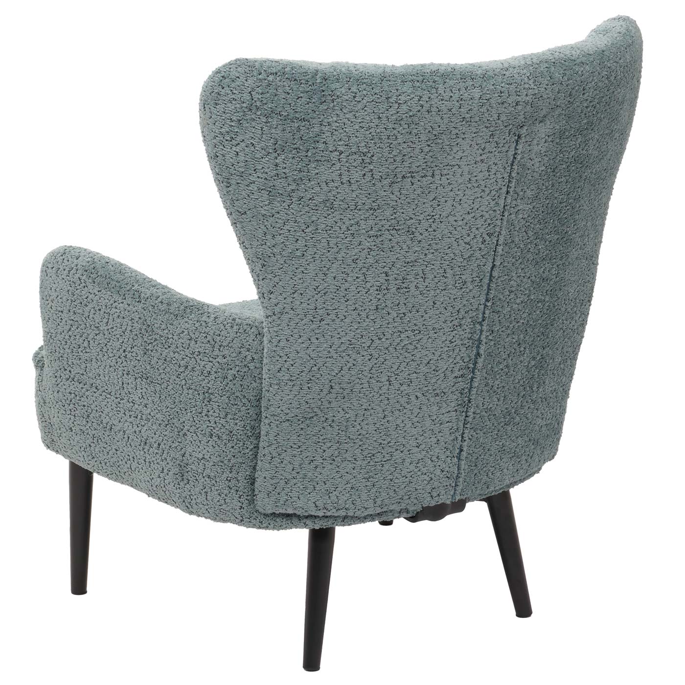 Cosmo Casa - Loungestoel - Cocktail-Vleugelfauteuil - Gestoffeerde Retro Vintage Stoel - Chenille Stof - 500gm - Blauwgroen