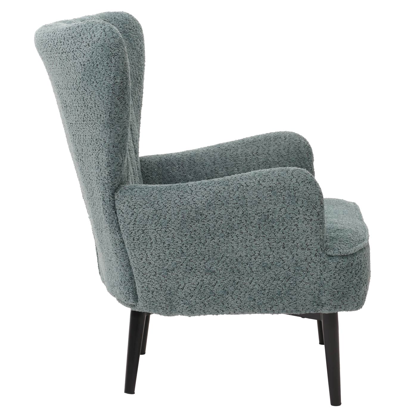 Cosmo Casa - Loungestoel - Cocktail-Vleugelfauteuil - Gestoffeerde Retro Vintage Stoel - Chenille Stof - 500gm - Blauwgroen