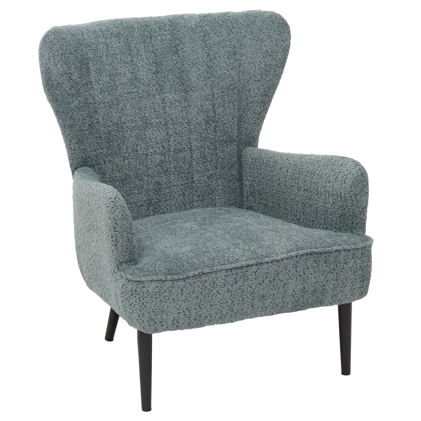 Cosmo Casa - Loungestoel - Cocktail-Vleugelfauteuil - Gestoffeerde Retro Vintage Stoel - Chenille Stof - 500gm - Blauwgroen