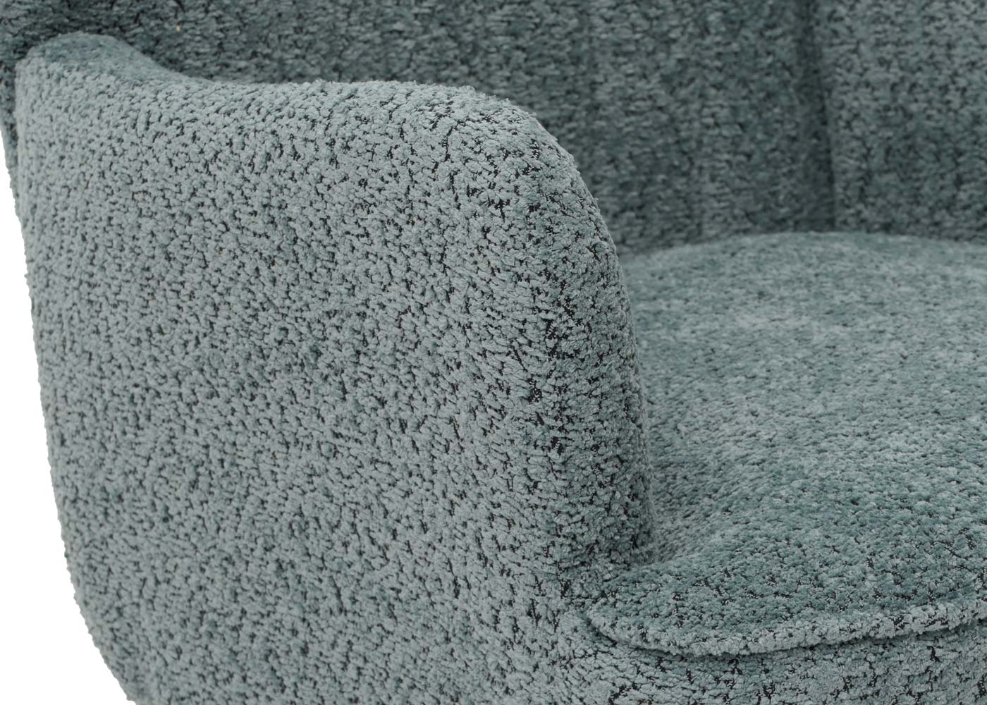 Cosmo Casa - Loungestoel - Cocktail-Vleugelfauteuil - Gestoffeerde Retro Vintage Stoel - Chenille Stof - 500gm - Blauwgroen