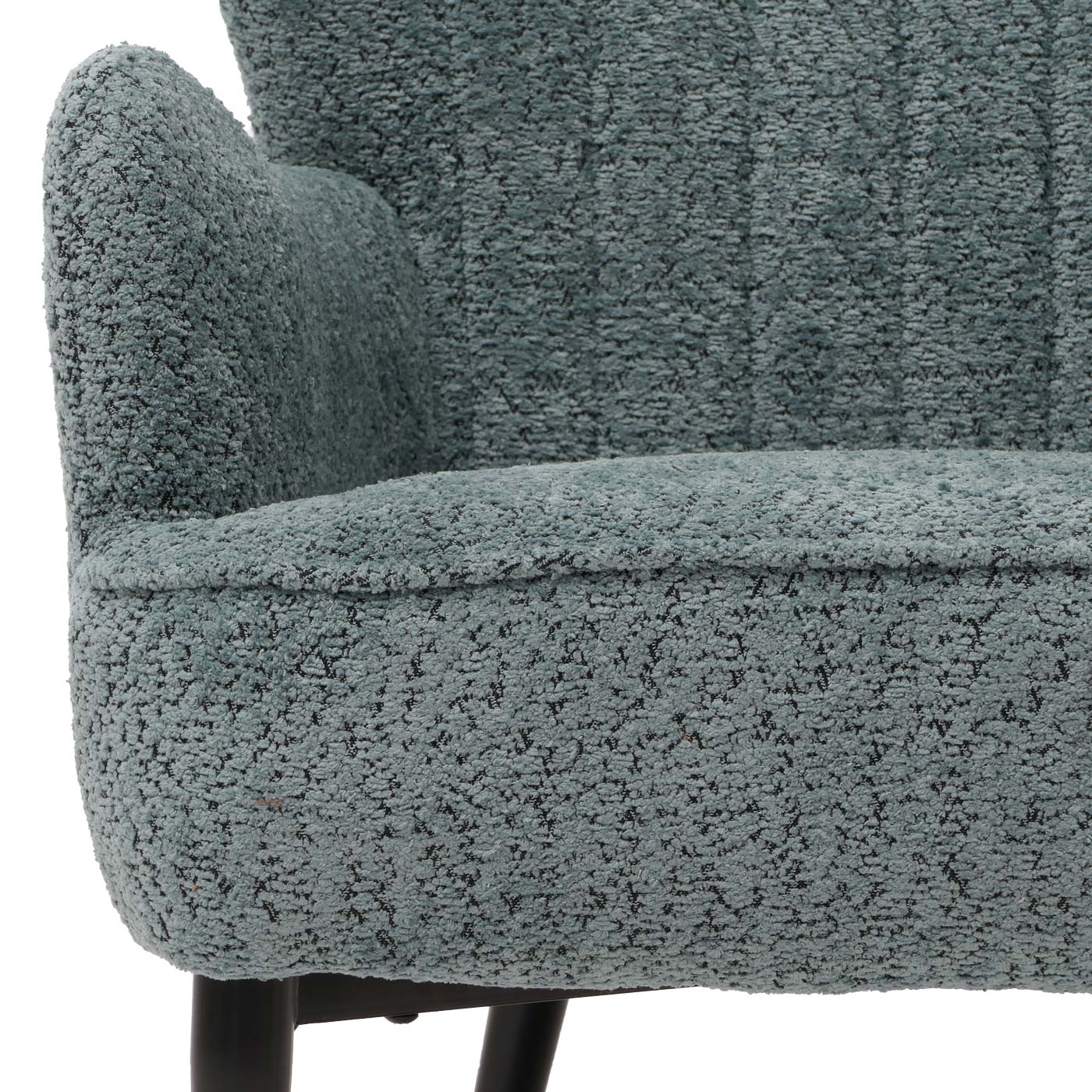 Cosmo Casa - Loungestoel - Cocktail-Vleugelfauteuil - Gestoffeerde Retro Vintage Stoel - Chenille Stof - 500gm - Blauwgroen