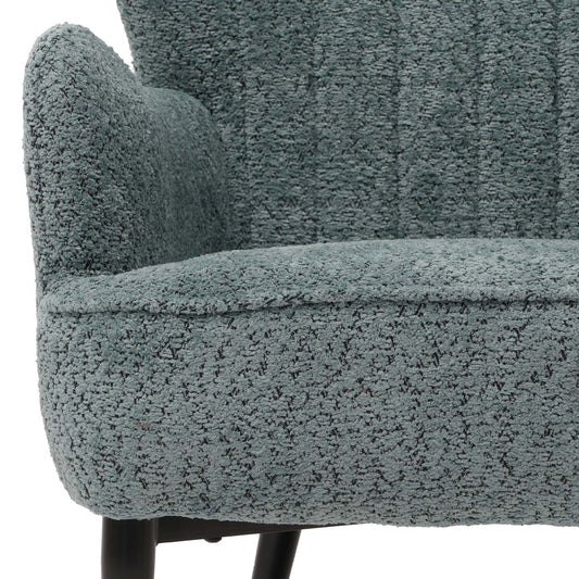 Cosmo Casa - Loungestoel - Cocktail-Vleugelfauteuil - Gestoffeerde Retro Vintage Stoel - Chenille Stof - 500gm - Blauwgroen