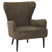 Cosmo Casa - Loungestoel - Cocktail-Vleugelfauteuil - Gestoffeerde Retro Vintage Stoel - Chenille Stof - 500gm - Groenbruin
