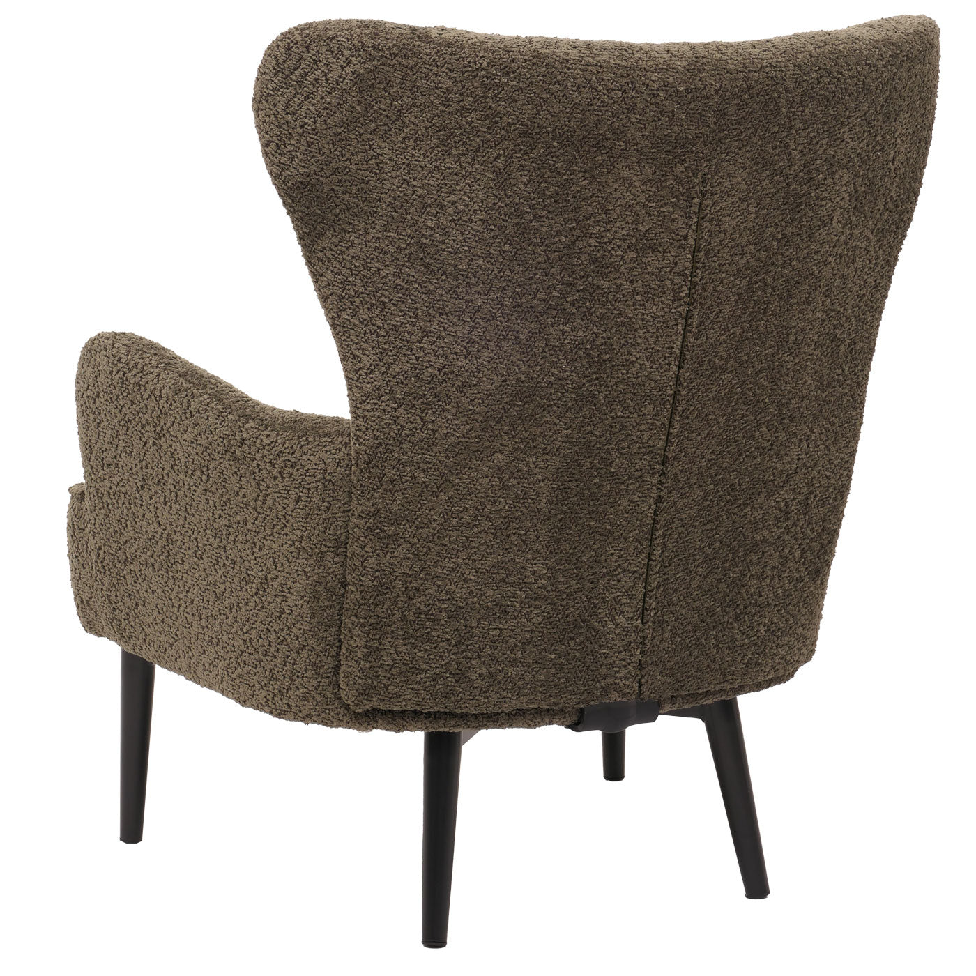 Cosmo Casa - Loungestoel - Cocktail-Vleugelfauteuil - Gestoffeerde Retro Vintage Stoel - Chenille Stof - 500gm - Groenbruin