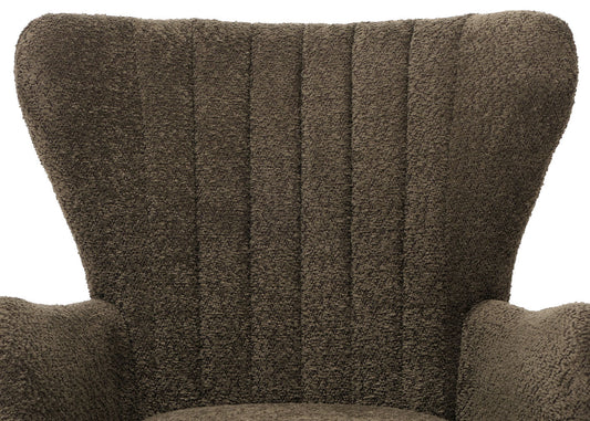 Cosmo Casa - Loungestoel - Cocktail-Vleugelfauteuil - Gestoffeerde Retro Vintage Stoel - Chenille Stof - 500gm - Groenbruin