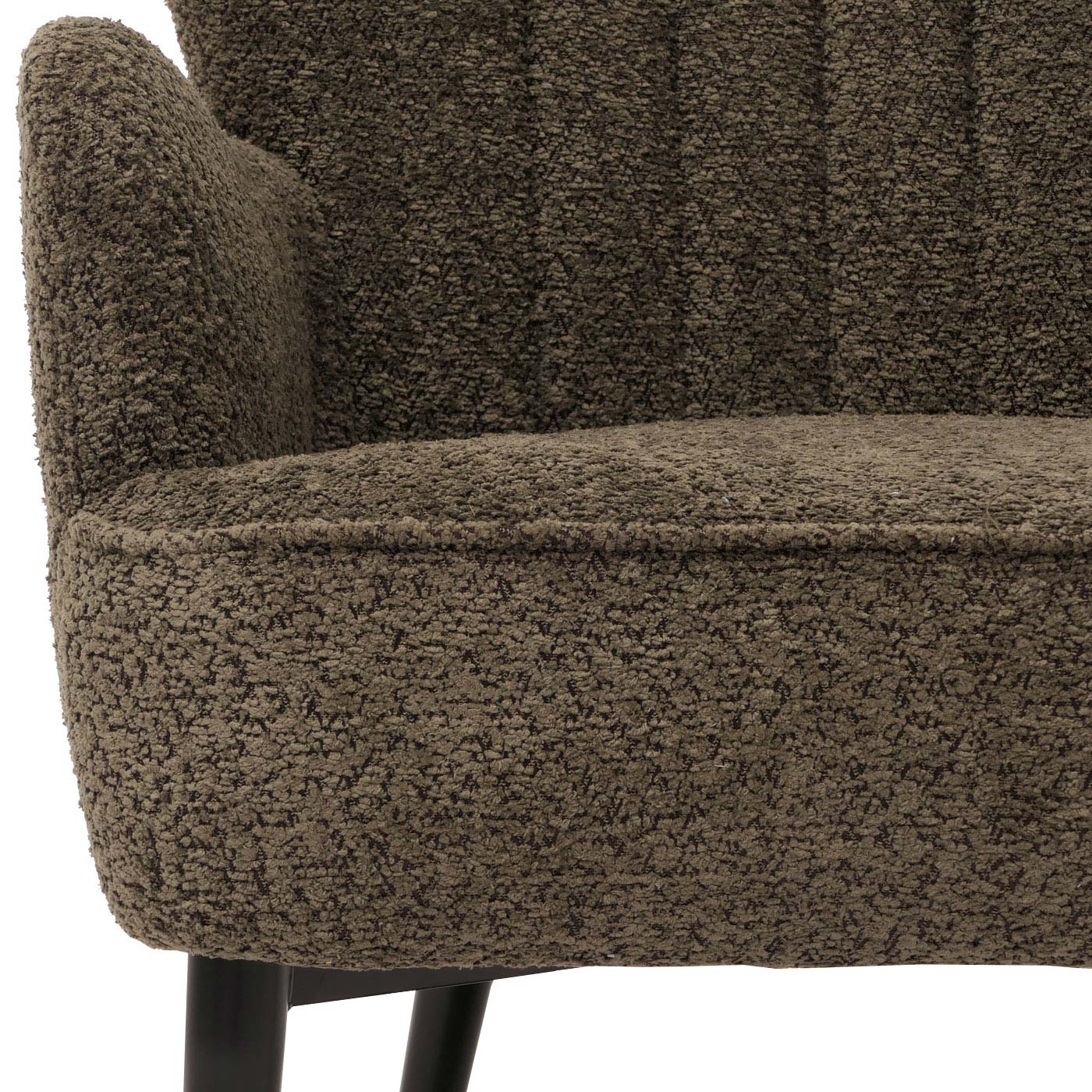 Cosmo Casa - Loungestoel - Cocktail-Vleugelfauteuil - Gestoffeerde Retro Vintage Stoel - Chenille Stof - 500gm - Groenbruin