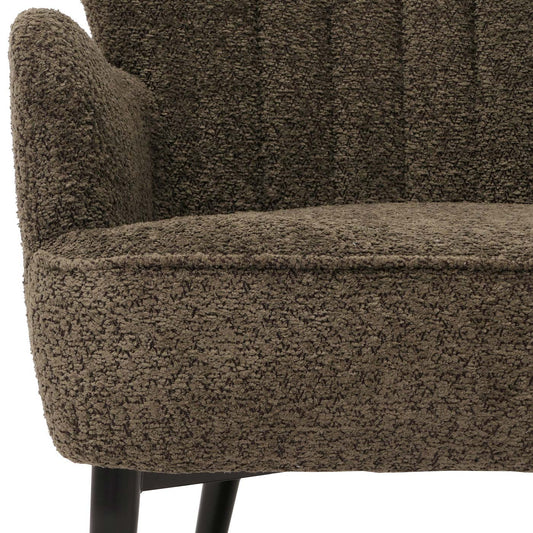 Cosmo Casa - Loungestoel - Cocktail-Vleugelfauteuil - Gestoffeerde Retro Vintage Stoel - Chenille Stof - 500gm - Groenbruin