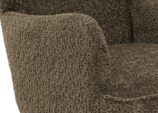 Cosmo Casa - Loungestoel - Cocktail-Vleugelfauteuil - Gestoffeerde Retro Vintage Stoel - Chenille Stof - 500gm - Groenbruin