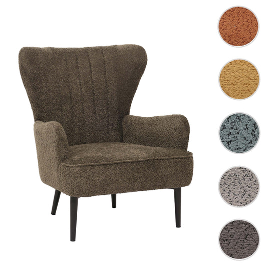 Cosmo Casa - Loungestoel - Cocktail-Vleugelfauteuil - Gestoffeerde Retro Vintage Stoel - Chenille Stof - 500gm - Groenbruin