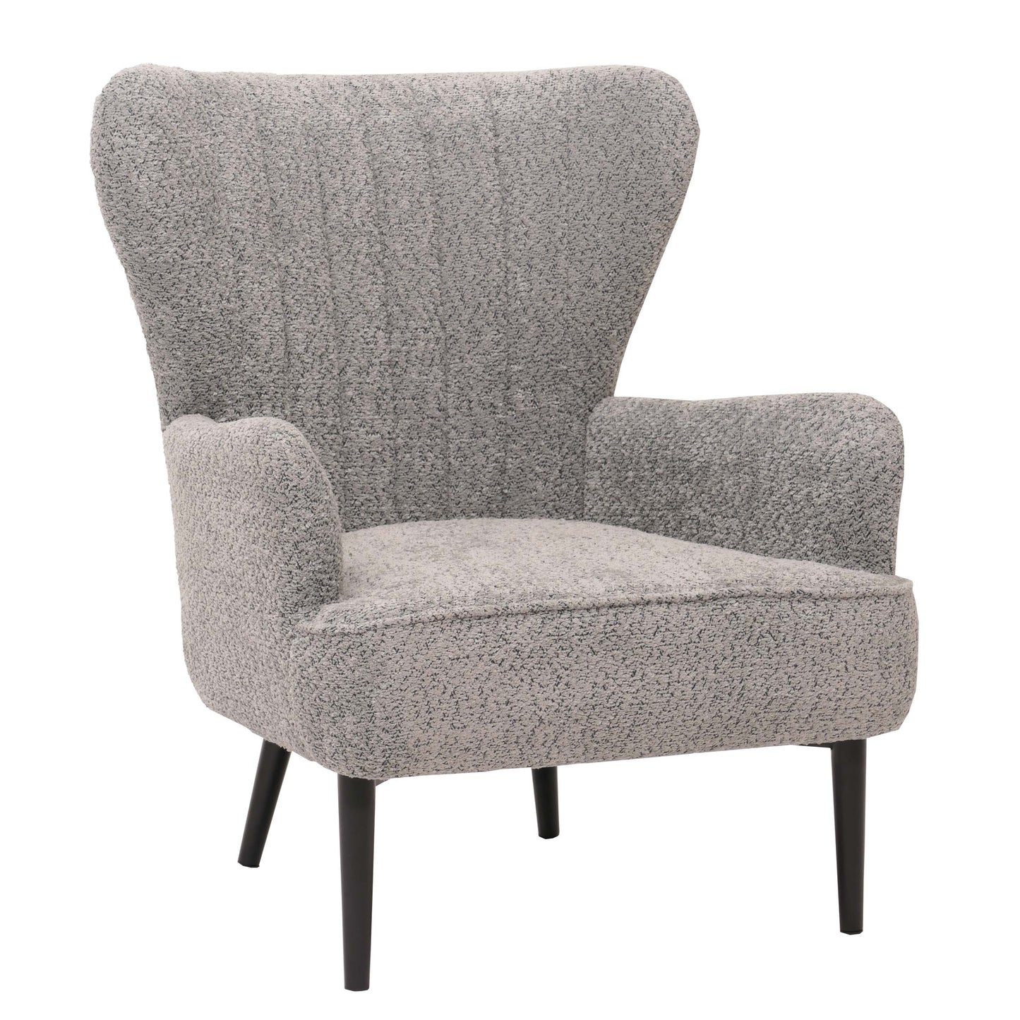Cosmo Casa - Loungestoel - Cocktail-Vleugelfauteuil - Gestoffeerde Retro Vintage Stoel - Chenille Stof - 500gm - Grijs