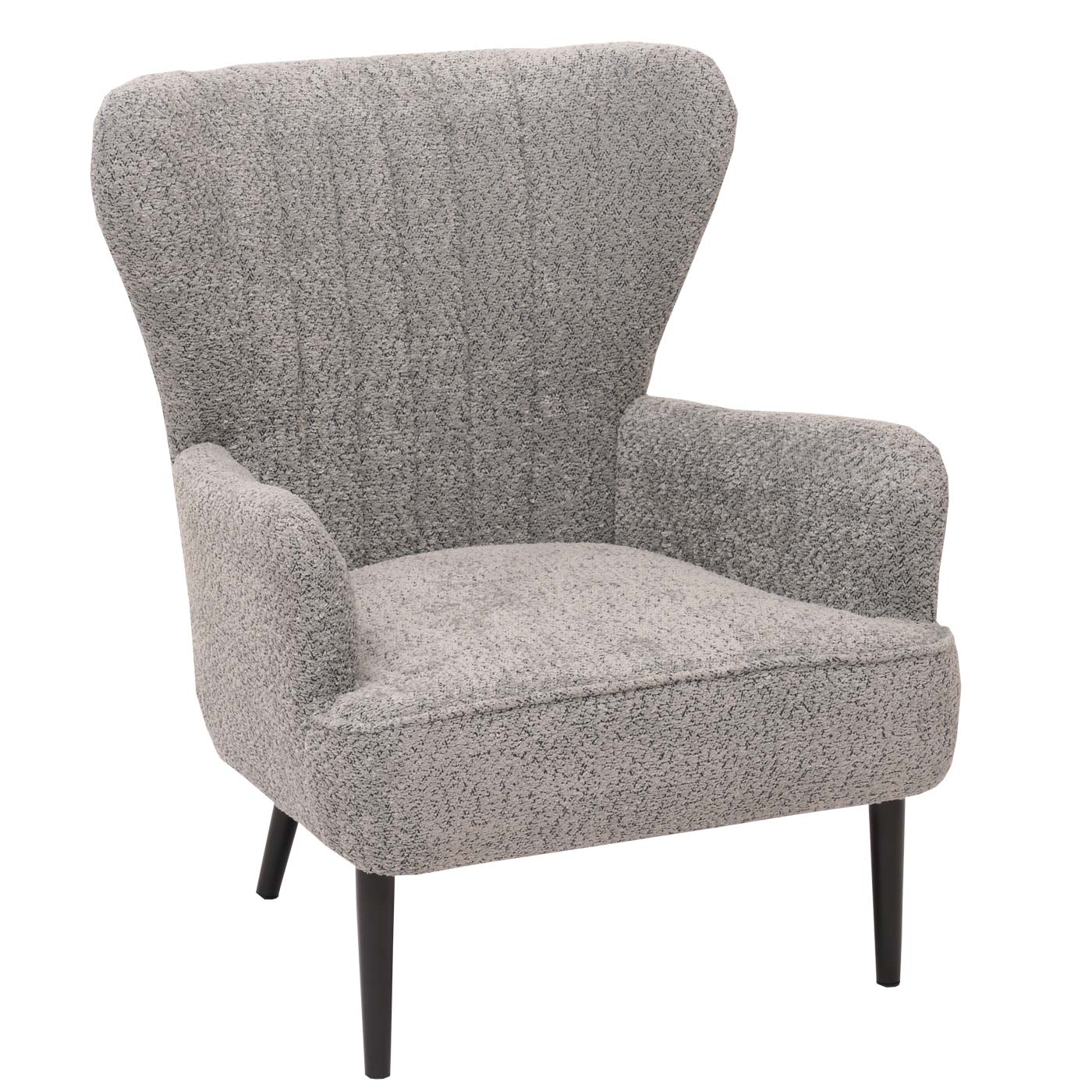 Cosmo Casa - Loungestoel - Cocktail-Vleugelfauteuil - Gestoffeerde Retro Vintage Stoel - Chenille Stof - 500gm - Grijs