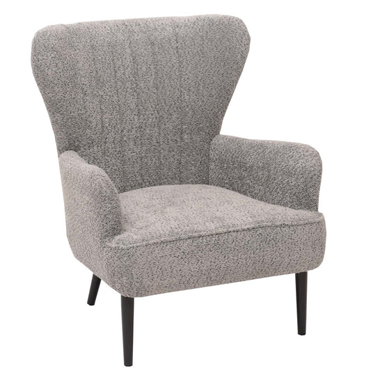 Cosmo Casa - Loungestoel - Cocktail-Vleugelfauteuil - Gestoffeerde Retro Vintage Stoel - Chenille Stof - 500gm - Grijs