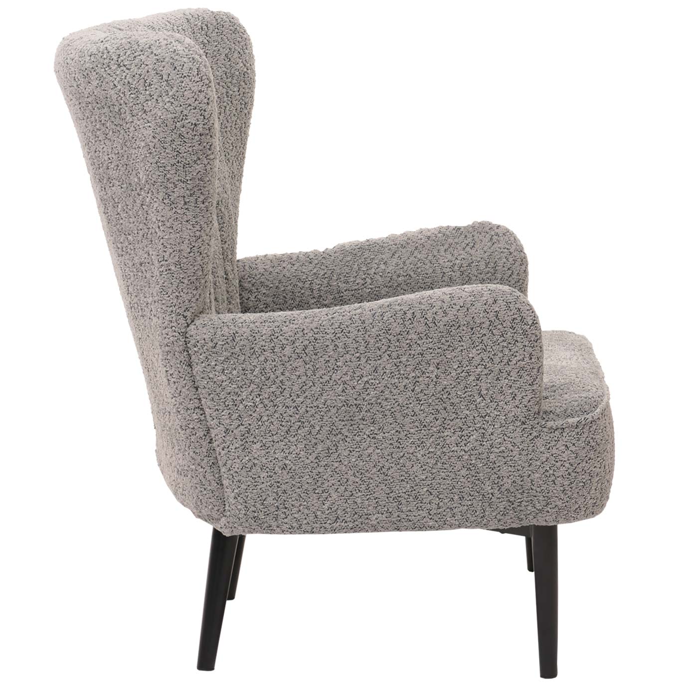 Cosmo Casa - Loungestoel - Cocktail-Vleugelfauteuil - Gestoffeerde Retro Vintage Stoel - Chenille Stof - 500gm - Grijs