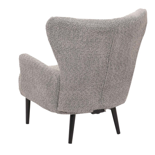 Cosmo Casa - Loungestoel - Cocktail-Vleugelfauteuil - Gestoffeerde Retro Vintage Stoel - Chenille Stof - 500gm - Grijs