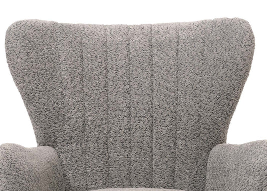 Cosmo Casa - Loungestoel - Cocktail-Vleugelfauteuil - Gestoffeerde Retro Vintage Stoel - Chenille Stof - 500gm - Grijs