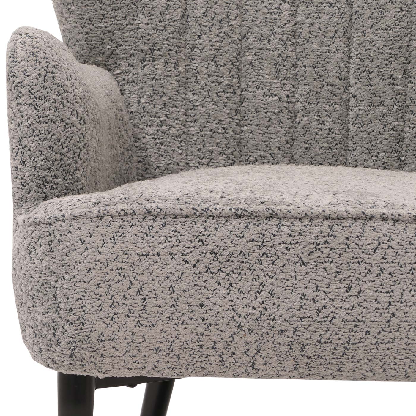 Cosmo Casa - Loungestoel - Cocktail-Vleugelfauteuil - Gestoffeerde Retro Vintage Stoel - Chenille Stof - 500gm - Grijs