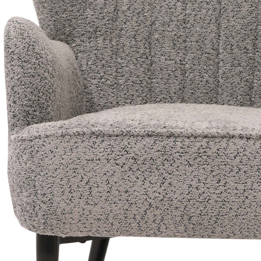 Cosmo Casa - Loungestoel - Cocktail-Vleugelfauteuil - Gestoffeerde Retro Vintage Stoel - Chenille Stof - 500gm - Grijs