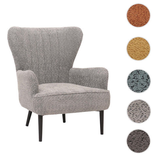 Cosmo Casa - Loungestoel - Cocktail-Vleugelfauteuil - Gestoffeerde Retro Vintage Stoel - Chenille Stof - 500gm - Grijs
