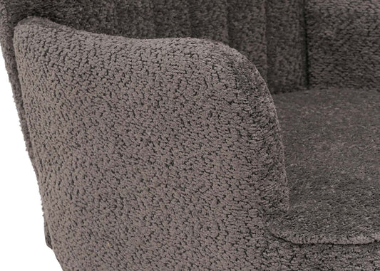 Cosmo Casa - Loungestoel - Cocktail-Vleugelfauteuil - Gestoffeerde Retro Vintage Stoel - Chenille Stof - 500gm - Donkergrijs