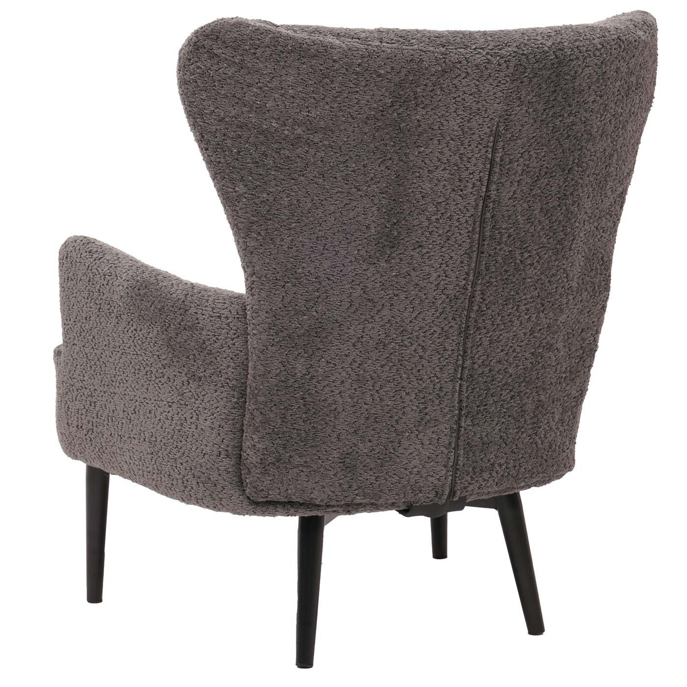 Cosmo Casa - Loungestoel - Cocktail-Vleugelfauteuil - Gestoffeerde Retro Vintage Stoel - Chenille Stof - 500gm - Donkergrijs
