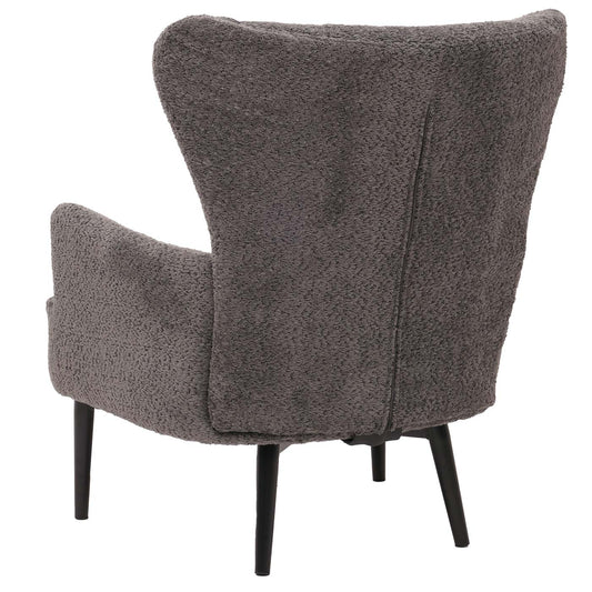 Cosmo Casa - Loungestoel - Cocktail-Vleugelfauteuil - Gestoffeerde Retro Vintage Stoel - Chenille Stof - 500gm - Donkergrijs
