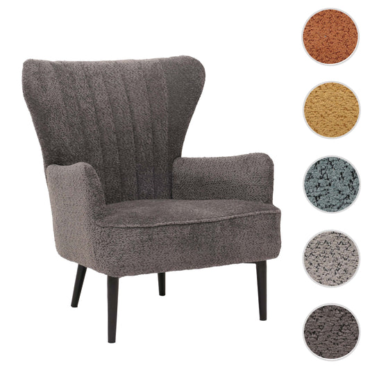 Cosmo Casa - Loungestoel - Cocktail-Vleugelfauteuil - Gestoffeerde Retro Vintage Stoel - Chenille Stof - 500gm - Donkergrijs