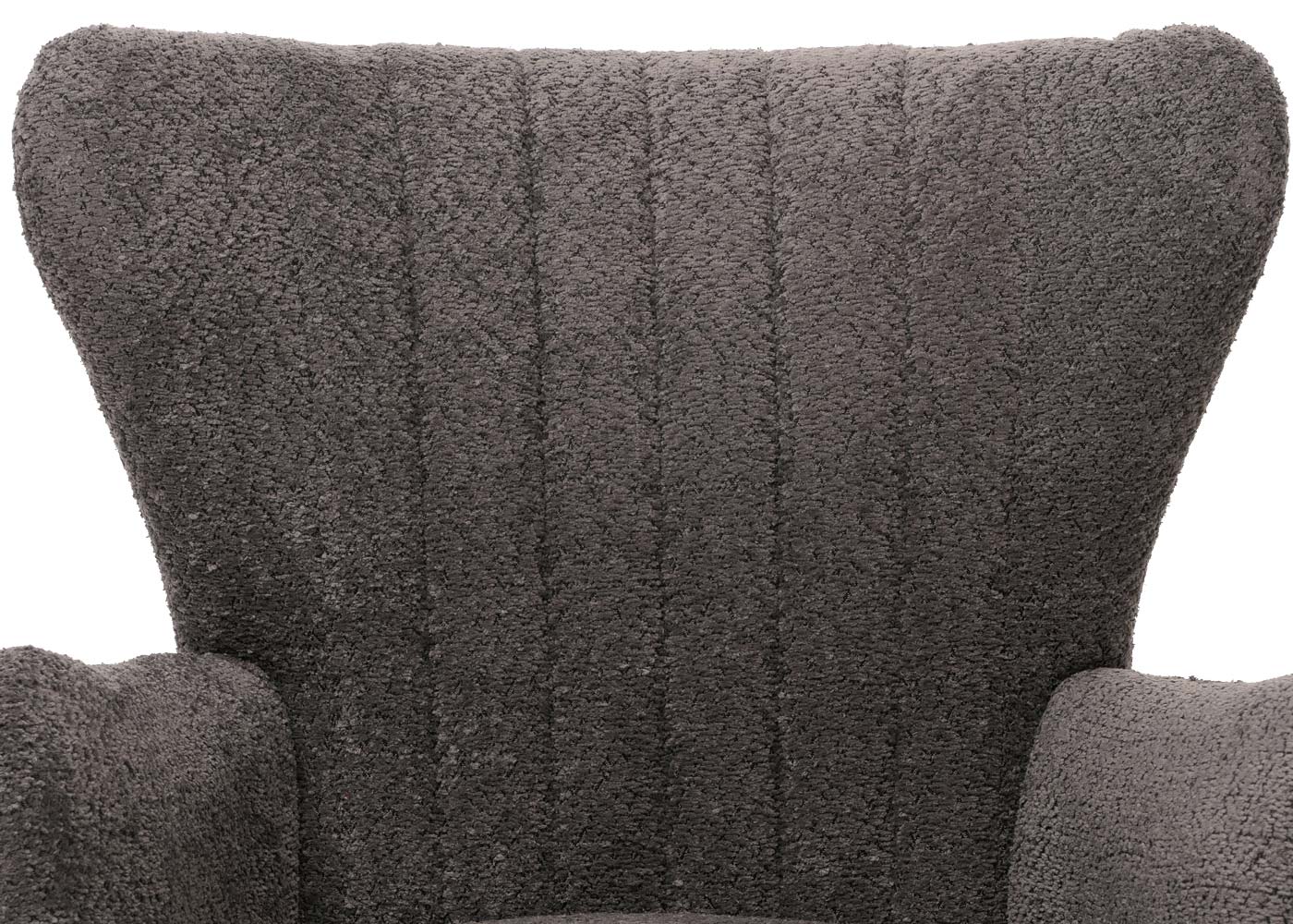 Cosmo Casa - Loungestoel - Cocktail-Vleugelfauteuil - Gestoffeerde Retro Vintage Stoel - Chenille Stof - 500gm - Donkergrijs