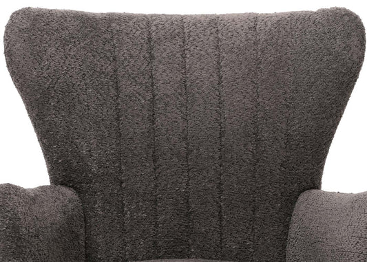 Cosmo Casa - Loungestoel - Cocktail-Vleugelfauteuil - Gestoffeerde Retro Vintage Stoel - Chenille Stof - 500gm - Donkergrijs