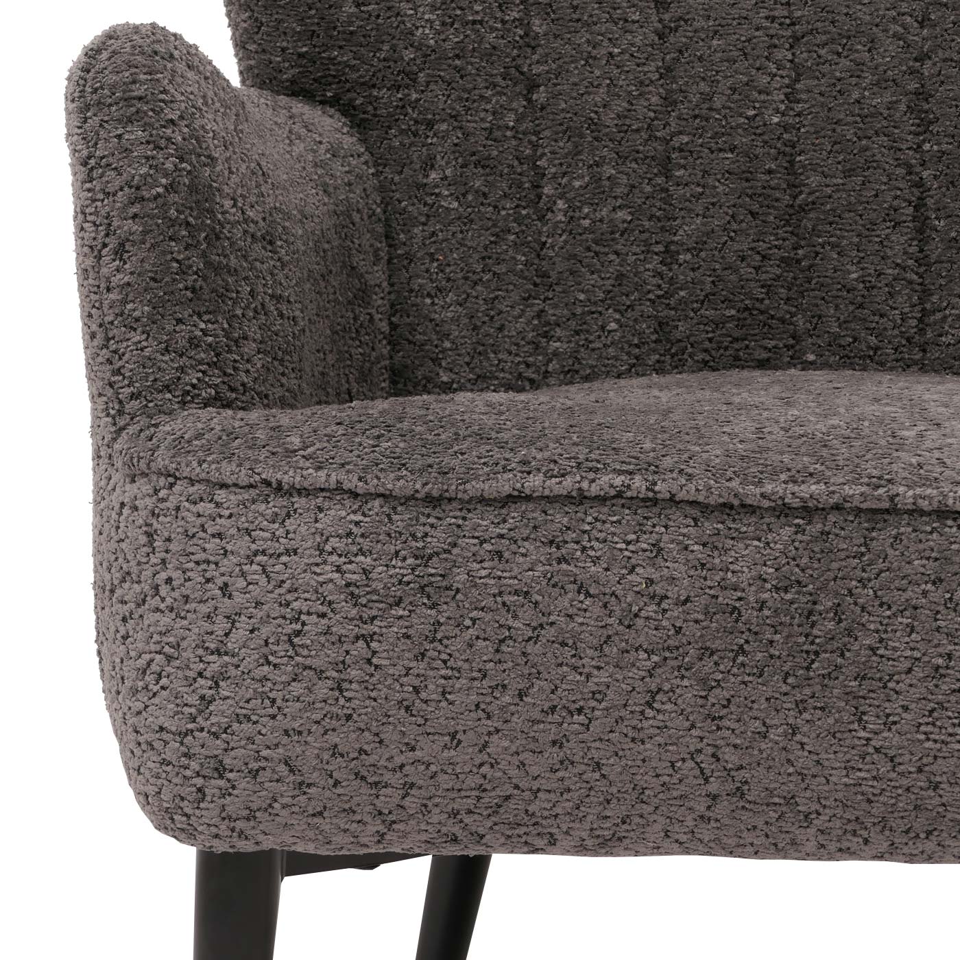 Cosmo Casa - Loungestoel - Cocktail-Vleugelfauteuil - Gestoffeerde Retro Vintage Stoel - Chenille Stof - 500gm - Donkergrijs