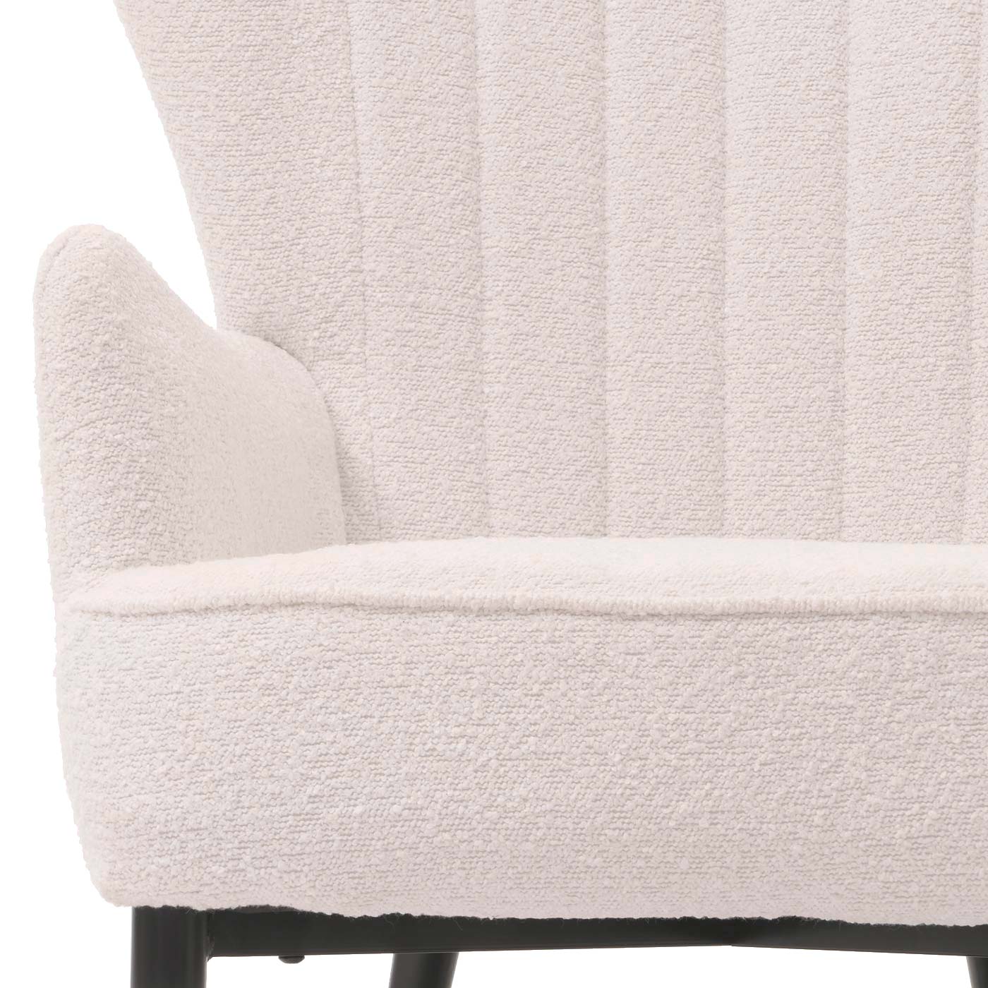 Cosmo Casa - Loungestoel - Cocktail-Vleugelfauteuil - Gestoffeerde Retro Vintage Stoel - Boucle Stof - 600gm - Wit