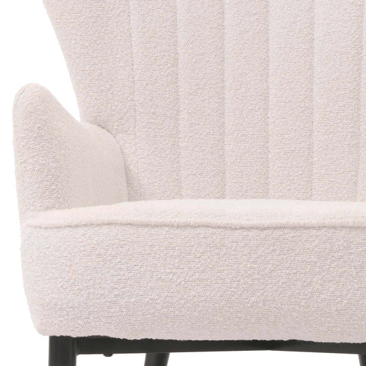 Cosmo Casa - Loungestoel - Cocktail-Vleugelfauteuil - Gestoffeerde Retro Vintage Stoel - Boucle Stof - 600gm - Wit