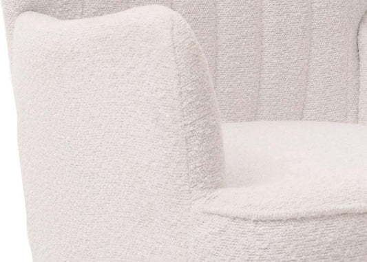 Cosmo Casa - Loungestoel - Cocktail-Vleugelfauteuil - Gestoffeerde Retro Vintage Stoel - Boucle Stof - 600gm - Wit