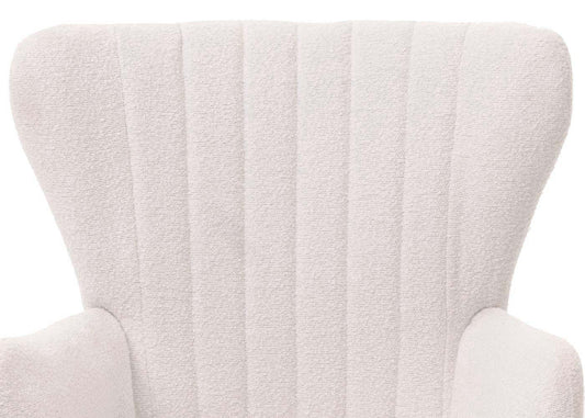 Cosmo Casa - Loungestoel - Cocktail-Vleugelfauteuil - Gestoffeerde Retro Vintage Stoel - Boucle Stof - 600gm - Wit