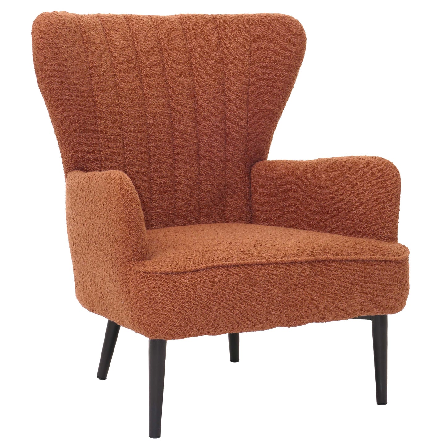 Cosmo Casa - Loungestoel - Cocktail-Vleugelfauteuil - Gestoffeerde Retro Vintage Stoel - Boucle Stof - 600gm - Terracotta