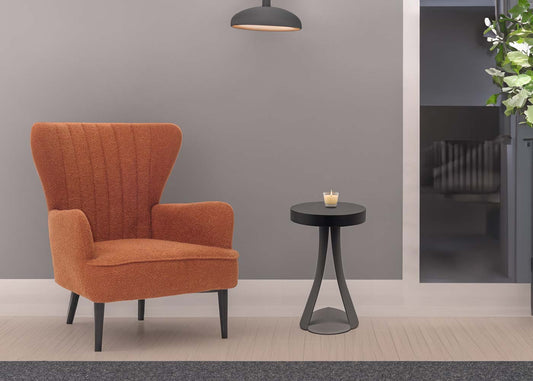 Cosmo Casa - Loungestoel - Cocktail-Vleugelfauteuil - Gestoffeerde Retro Vintage Stoel - Boucle Stof - 600gm - Terracotta