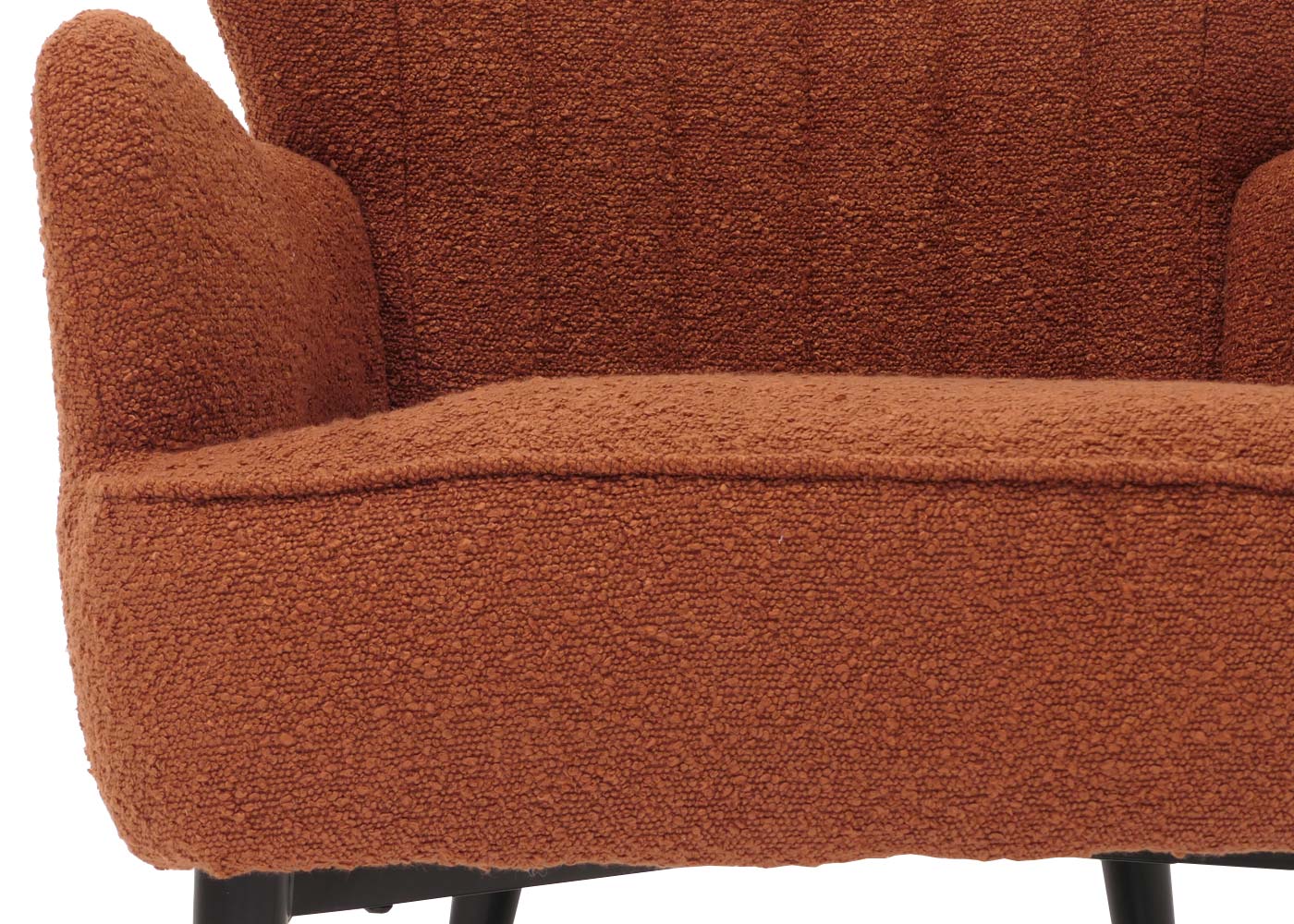 Cosmo Casa - Loungestoel - Cocktail-Vleugelfauteuil - Gestoffeerde Retro Vintage Stoel - Boucle Stof - 600gm - Terracotta