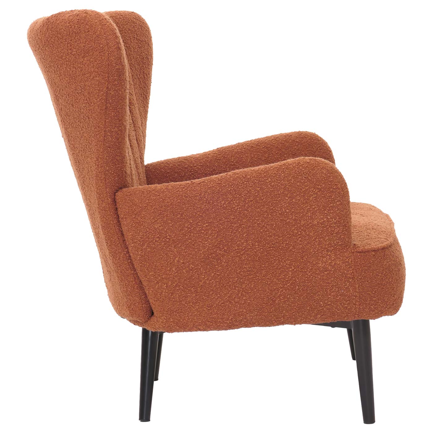Cosmo Casa - Loungestoel - Cocktail-Vleugelfauteuil - Gestoffeerde Retro Vintage Stoel - Boucle Stof - 600gm - Terracotta