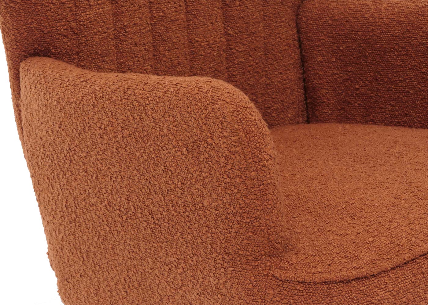Cosmo Casa - Loungestoel - Cocktail-Vleugelfauteuil - Gestoffeerde Retro Vintage Stoel - Boucle Stof - 600gm - Terracotta