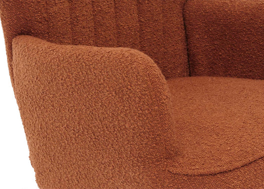 Cosmo Casa - Loungestoel - Cocktail-Vleugelfauteuil - Gestoffeerde Retro Vintage Stoel - Boucle Stof - 600gm - Terracotta