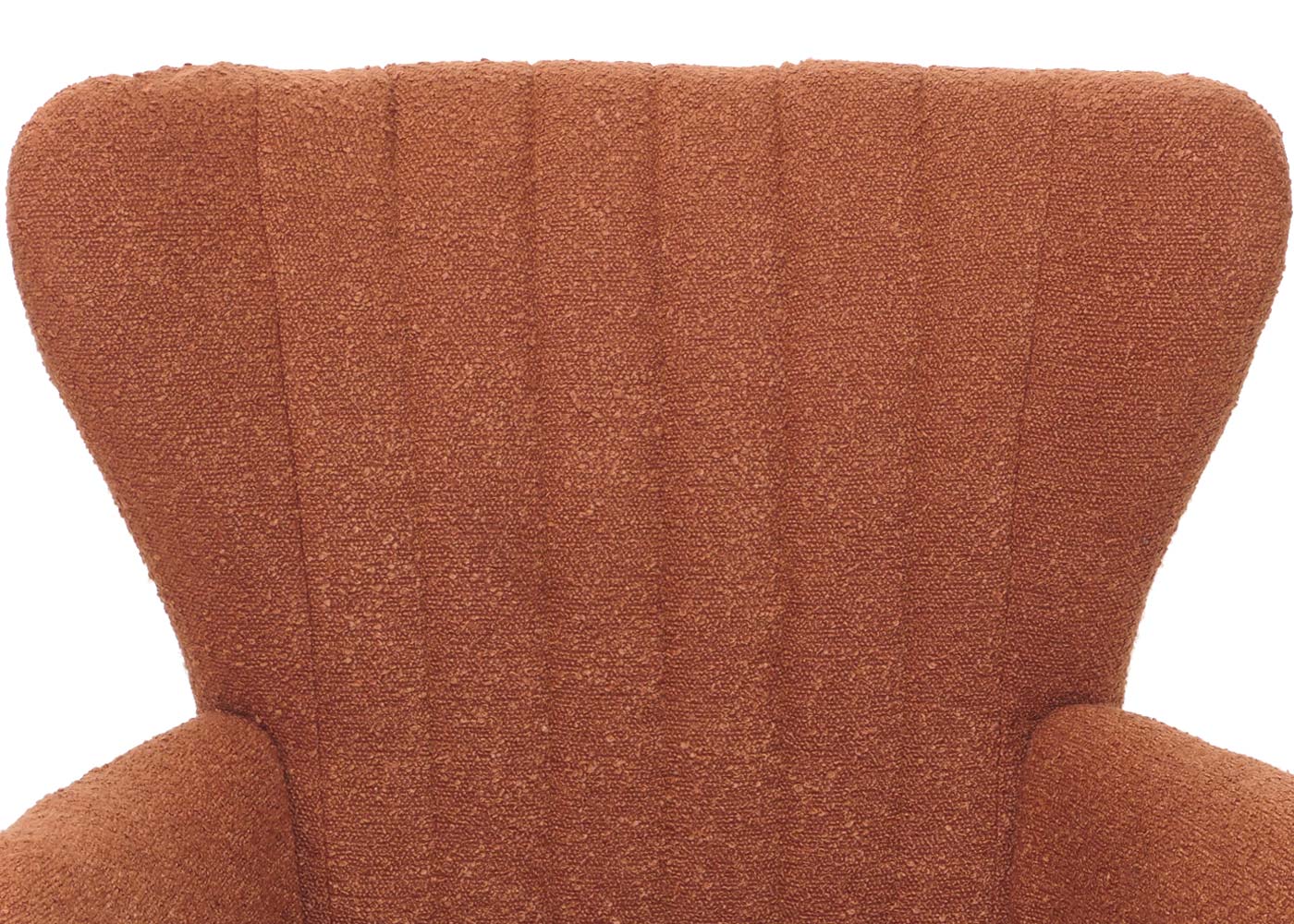 Cosmo Casa - Loungestoel - Cocktail-Vleugelfauteuil - Gestoffeerde Retro Vintage Stoel - Boucle Stof - 600gm - Terracotta