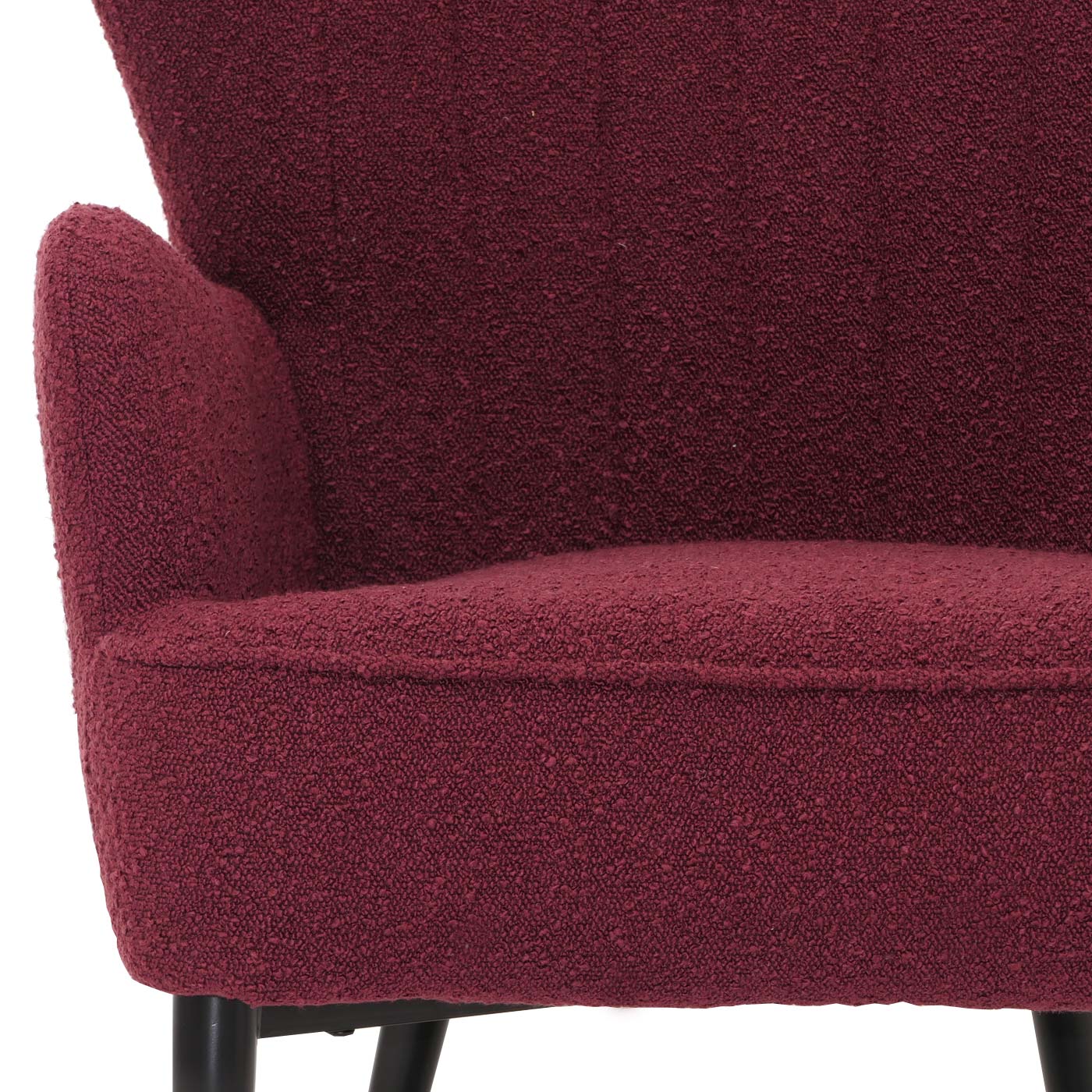 Cosmo Casa - Loungestoel - Cocktail-Vleugelfauteuil - Gestoffeerde Retro Vintage Stoel - Boucle Stof - 600gm - Bordeaux