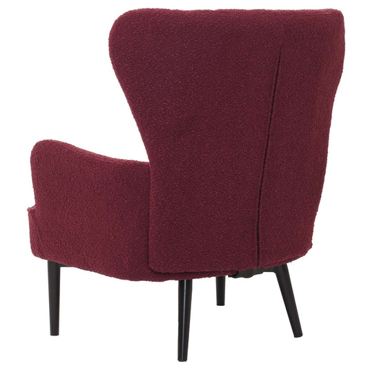 Cosmo Casa - Loungestoel - Cocktail-Vleugelfauteuil - Gestoffeerde Retro Vintage Stoel - Boucle Stof - 600gm - Bordeaux
